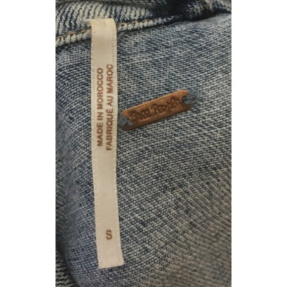 Free People Denim Jacket Women's Size Small Blue Cotton Blend - Picture 5 of 6
